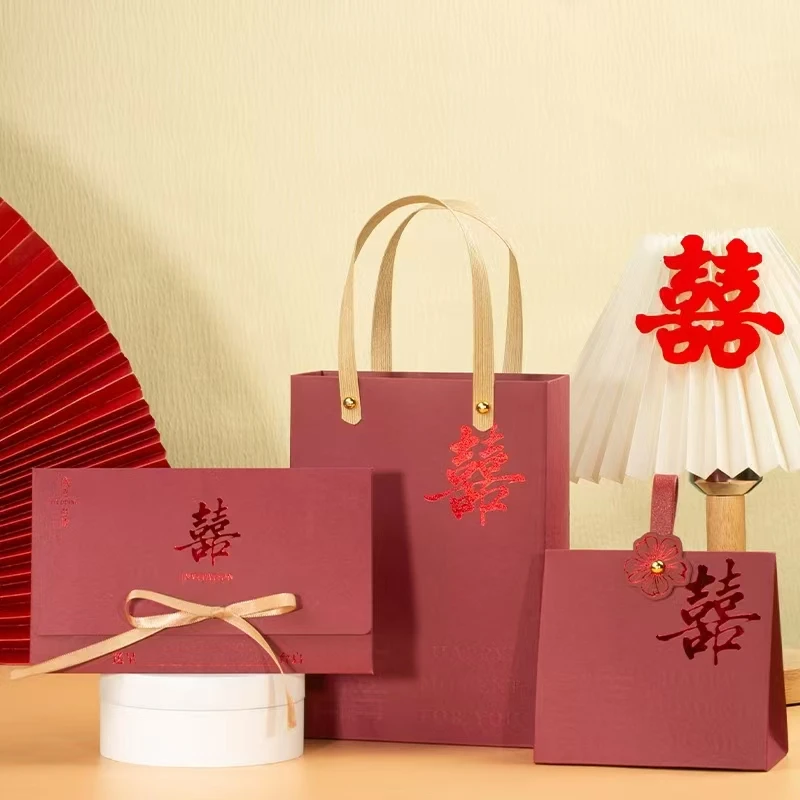 结婚请帖-酒红红双喜三件套10套起定