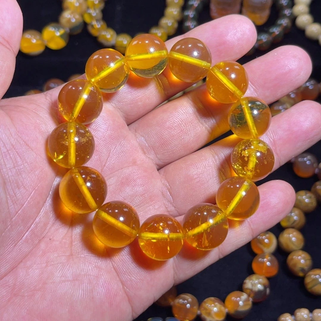 琥珀未镶嵌手链32克金珀手串略微有点雨花