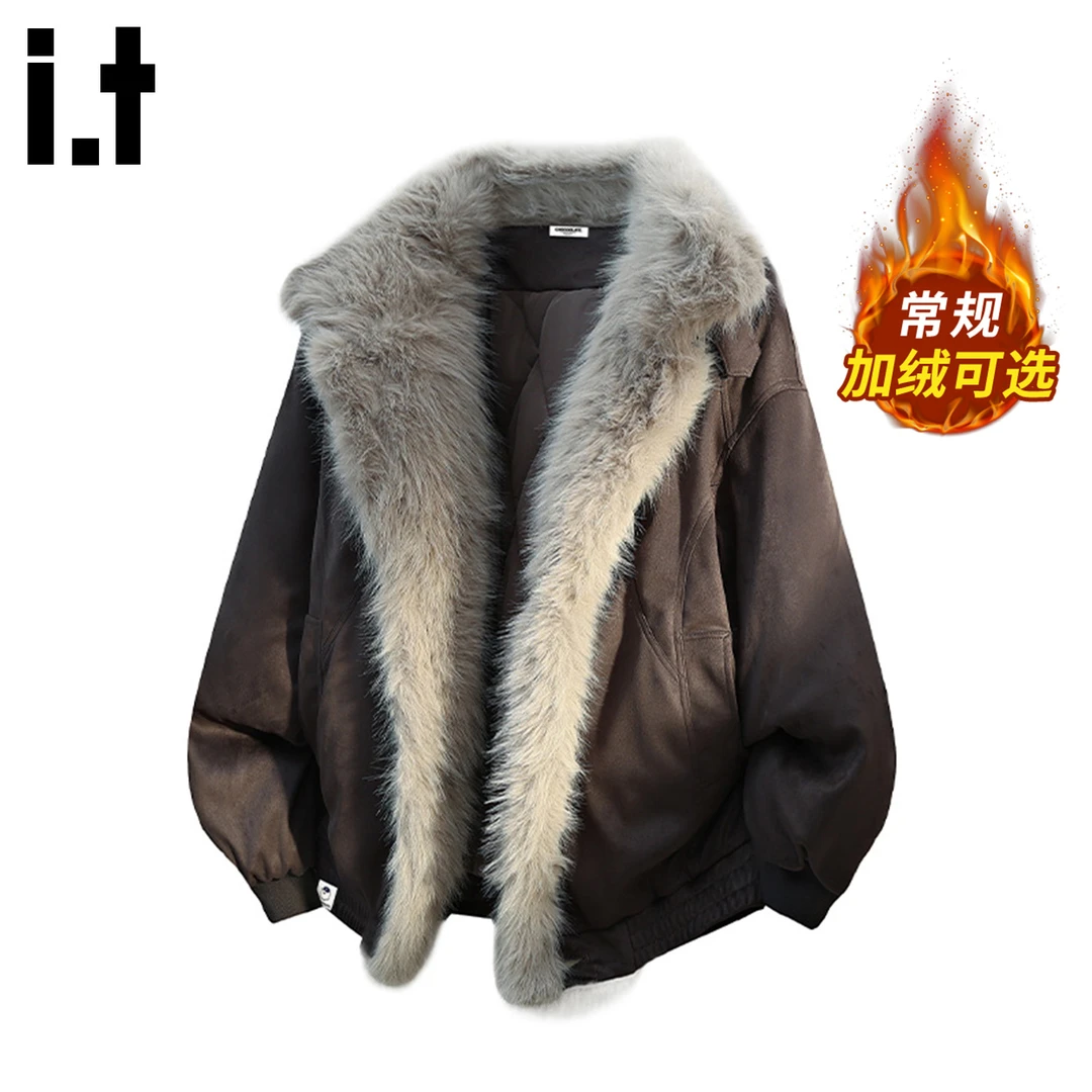 it :CHOCOOLATE秋冬季毛领棉服外套男2025新款宽松加厚保暖座山雕
