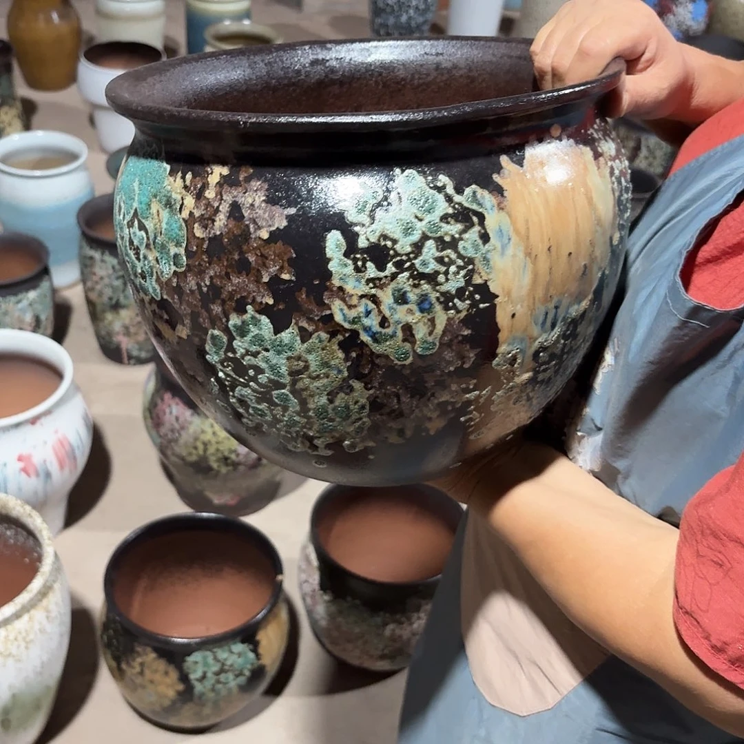 紫砂花盆口30高25