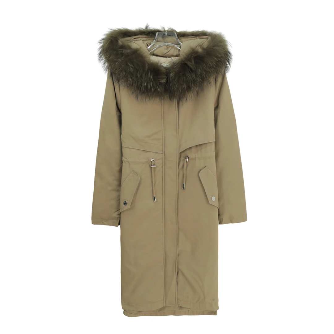 连帽高级感抽绳显瘦双拉链长款羽绒服U118