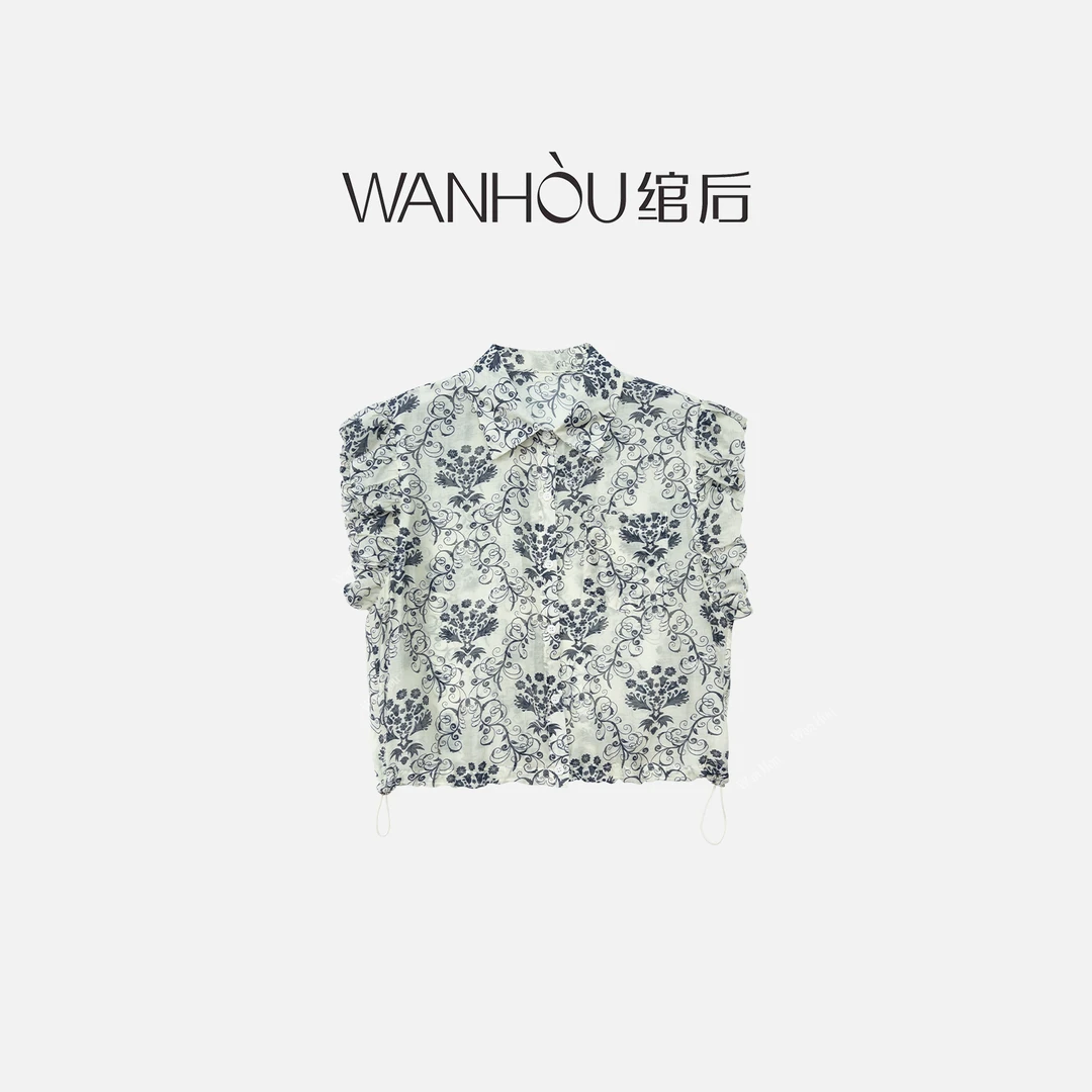 【C2794】WH-夏季短袖印花衬衫女设计感小众薄款洋气百搭XYZ