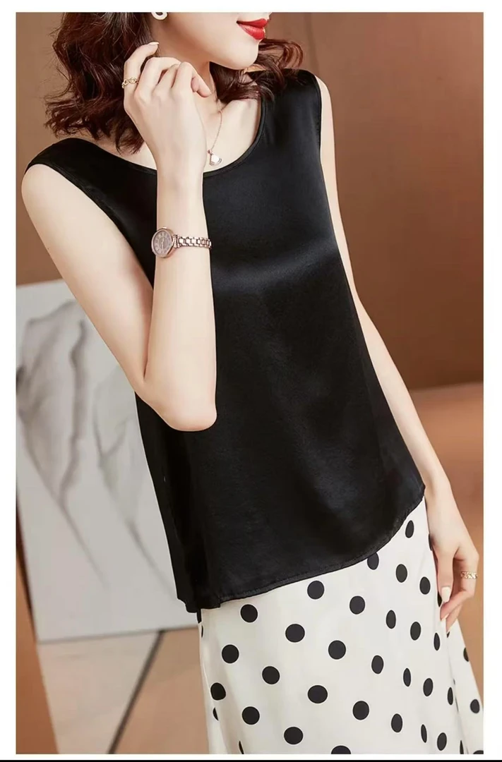 新款夏季冰丝吊带背心小西装内搭圆领纯色无袖打底背心女2573