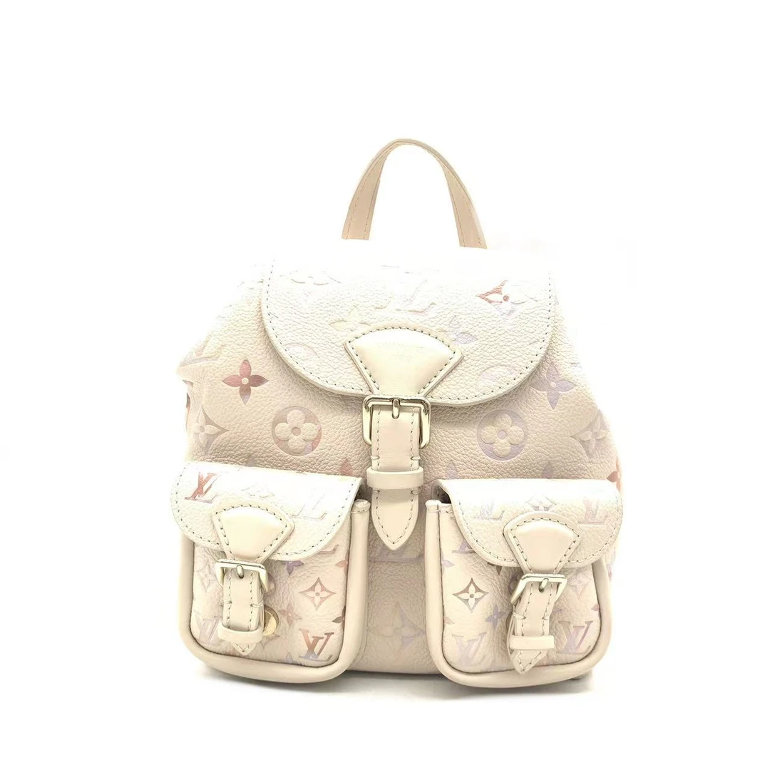 99新 LouisVuitton/路易威登 【安则专属】奶昔白印花backup双肩包
