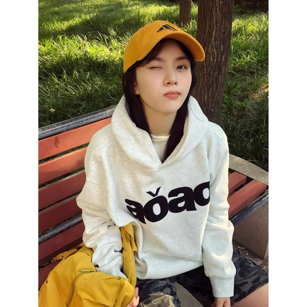 美式连帽卫衣女2025新款爆款春秋薄款宽松慵懒风设计感小众外套