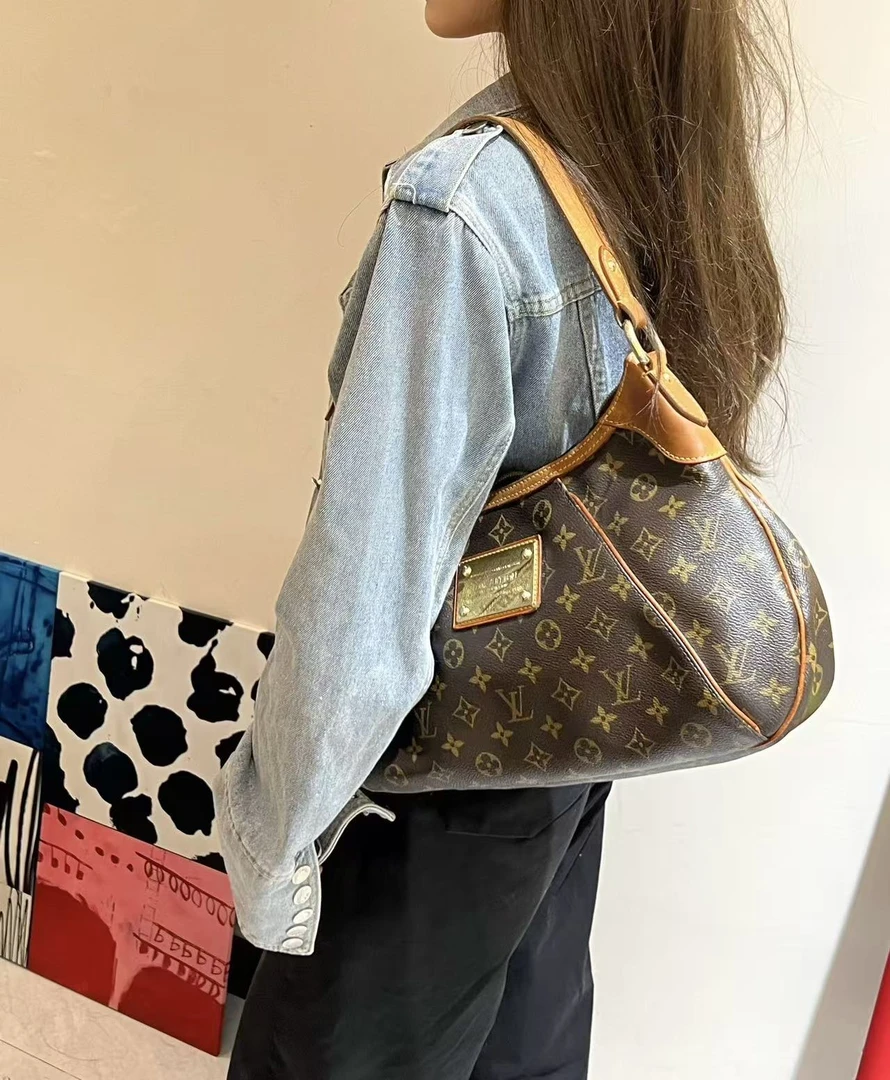95新 LouisVuitton/路易威登 老花中号腋下南瓜包/单肩包