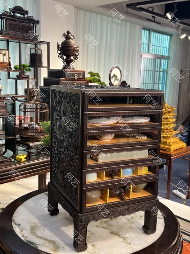 红酸枝满雕龙(牙科柜重量30斤左右)