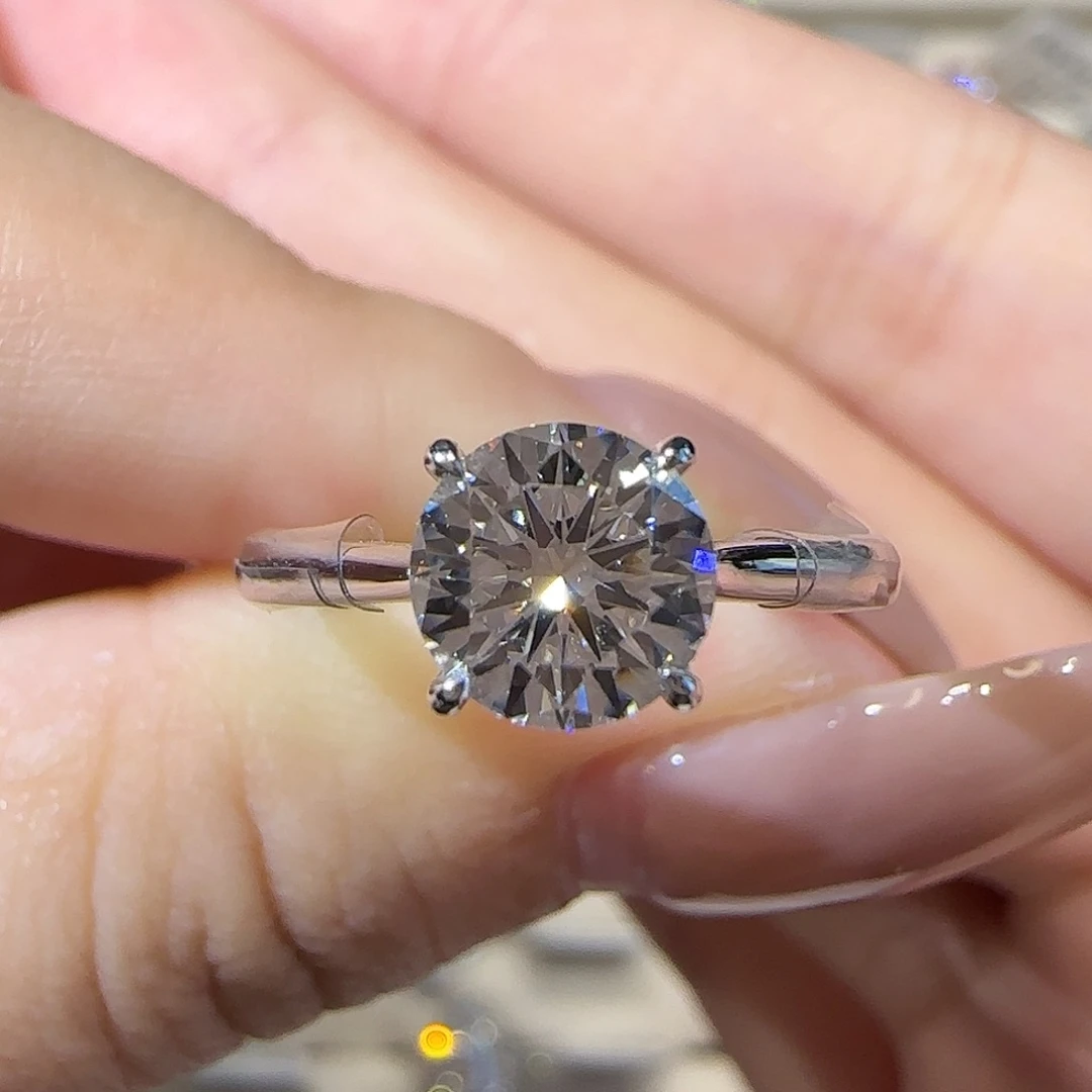 铂Pt950镶嵌实验室培育钻石经典四爪1卡11-17