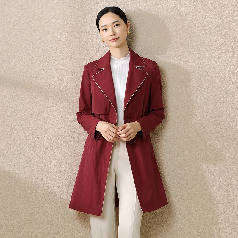 【思思专属】【商场同款】通勤西装领收腰风衣外套女25秋季