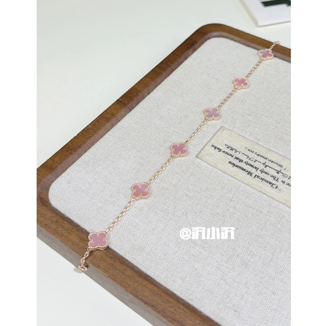 铜合金手链 【樱花粉六花手链F44】重工时尚百搭气质手链