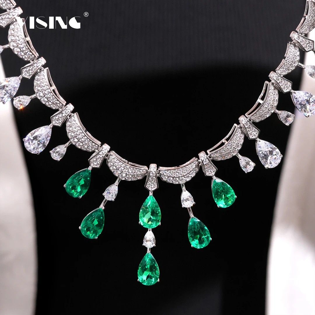 培育祖母绿VISING【AGL国际证书】绿宝石晚宴链项链哥伦比亚木佐色