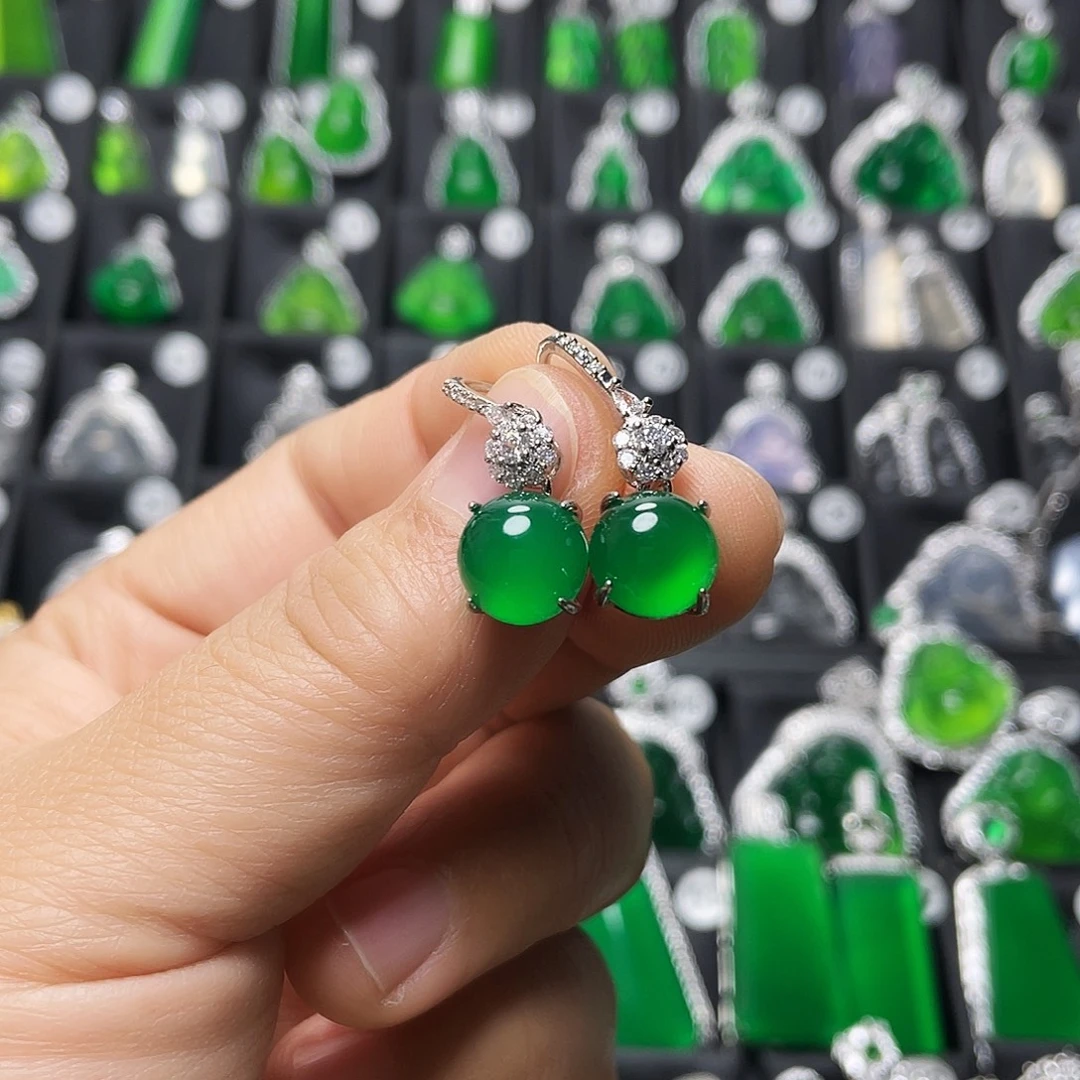 玛瑙/玉髓合金耳钉