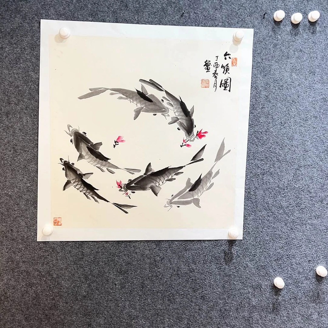 国画知鱼之乐纯手绘画