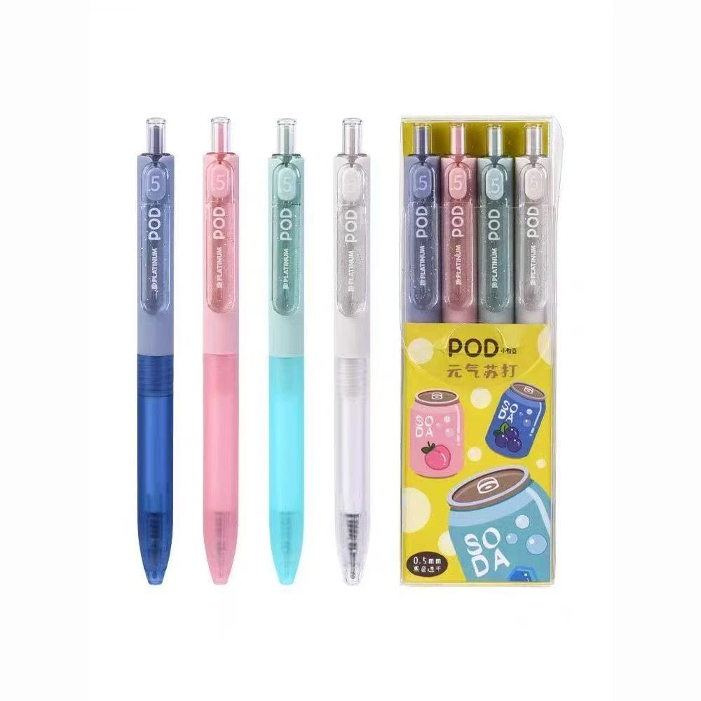 白金POD-SET30小爱豆元气苏打中性笔元气苏打按压式学生书写刷题