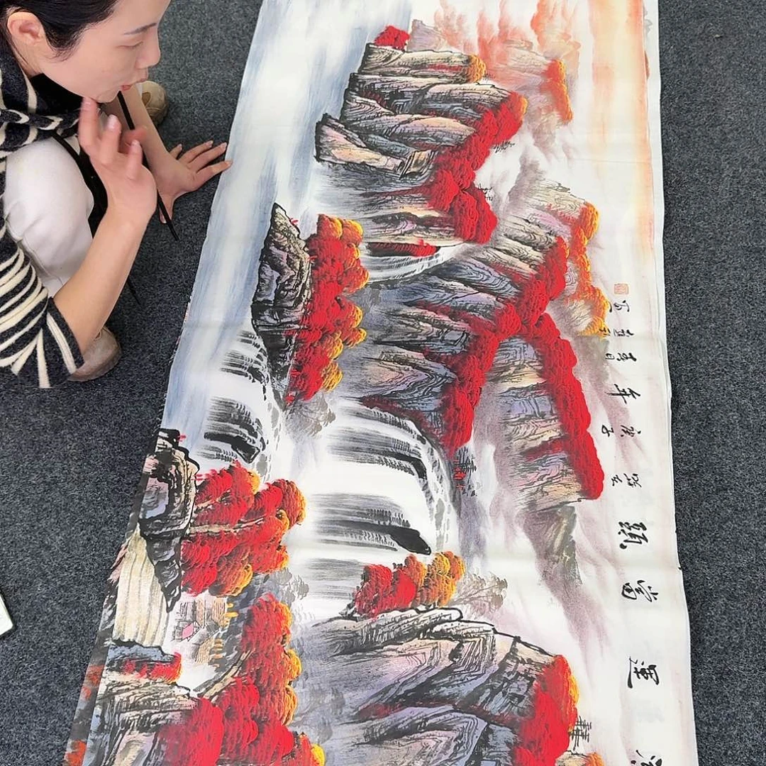 纯手绘国画作品好看小六尺