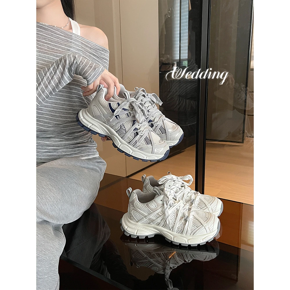 【大叔家】巨透气网鞋面轻便增高5CM老爹鞋2025夏新软底运动鞋 5303