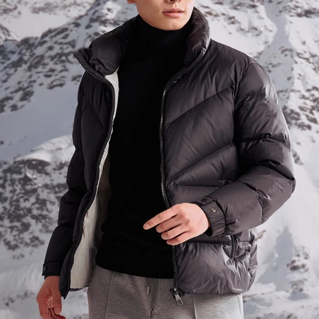 H1255高充绒量冬季厚款男羽绒服 鸭绒拉链商务休闲保暖 25年新款