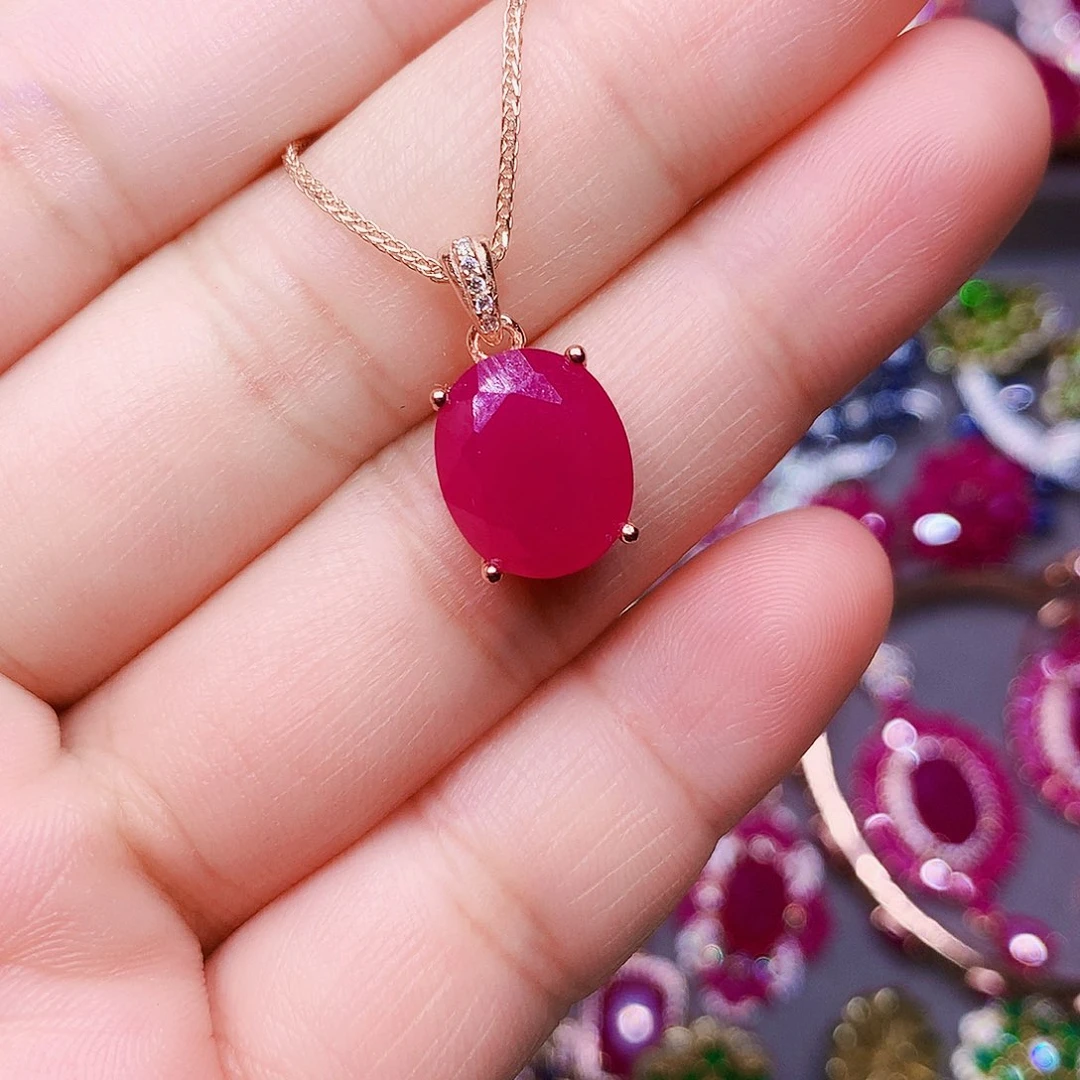 颈饰银S925镶嵌红宝石