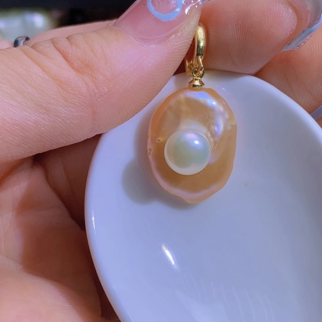 银S925镶嵌淡水珍珠微瑕