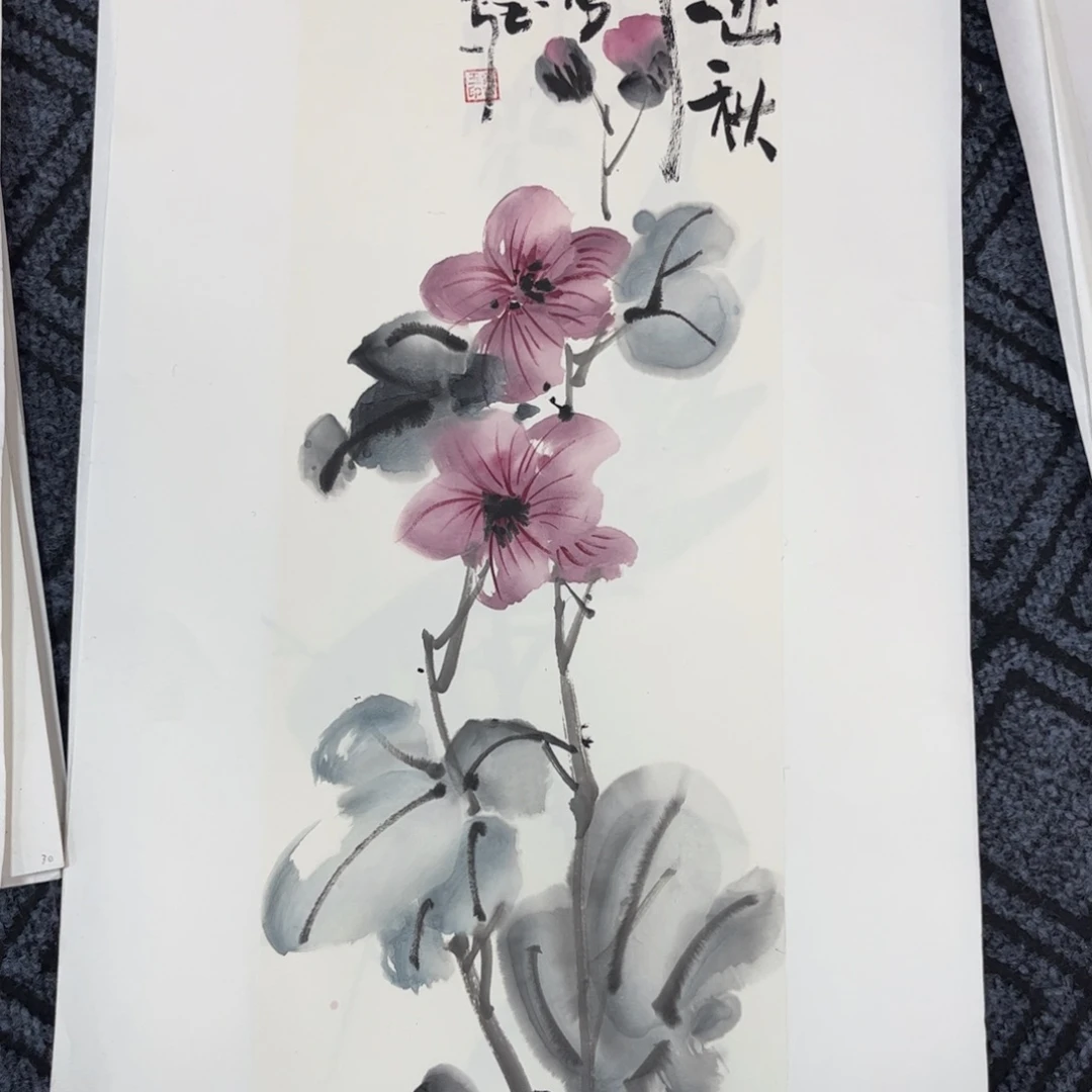 国画长条花鸟作品