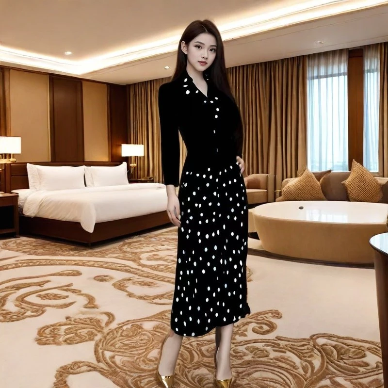 夏季女士碎花连衣裙2025新款洋气女装妈妈时尚中长款长袖冰丝裙子