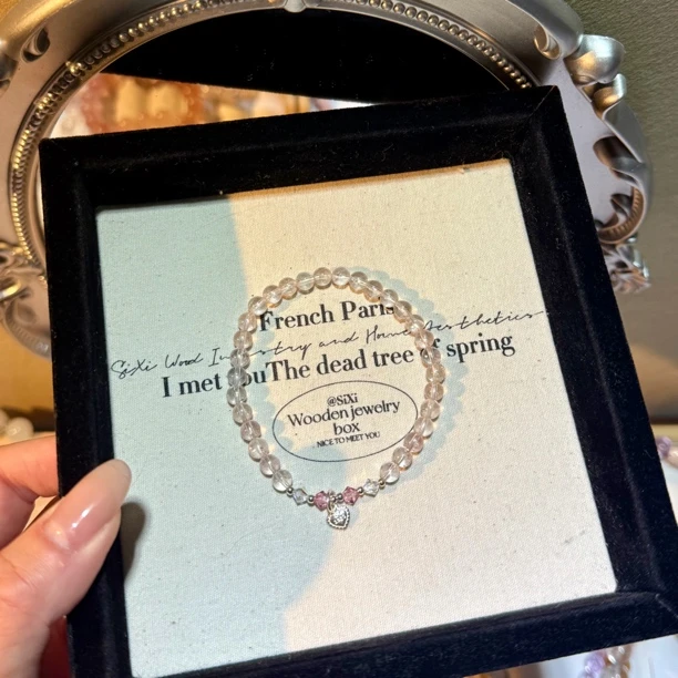 天然草莓晶浅底水晶手串4.8mm