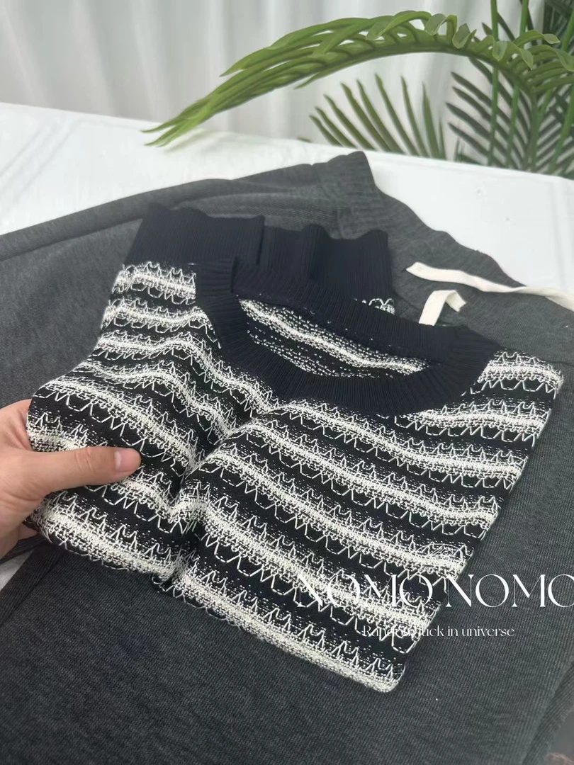 【芝麻~黑】夏季时尚条纹2025时尚百搭短袖女款爆款2025女装