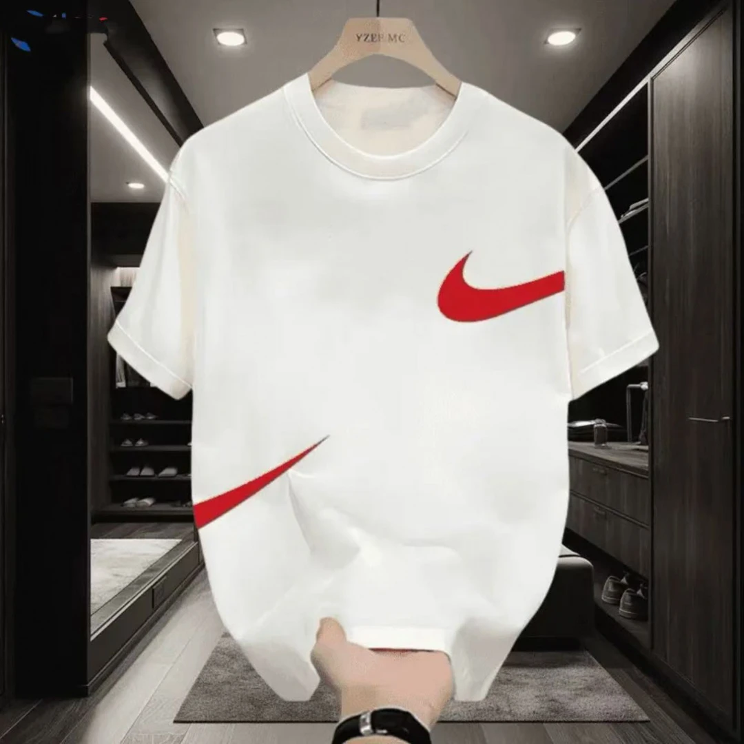 重磅新疆长绒棉夏季短袖男女休闲透气圆领印花纯棉T恤 侧标