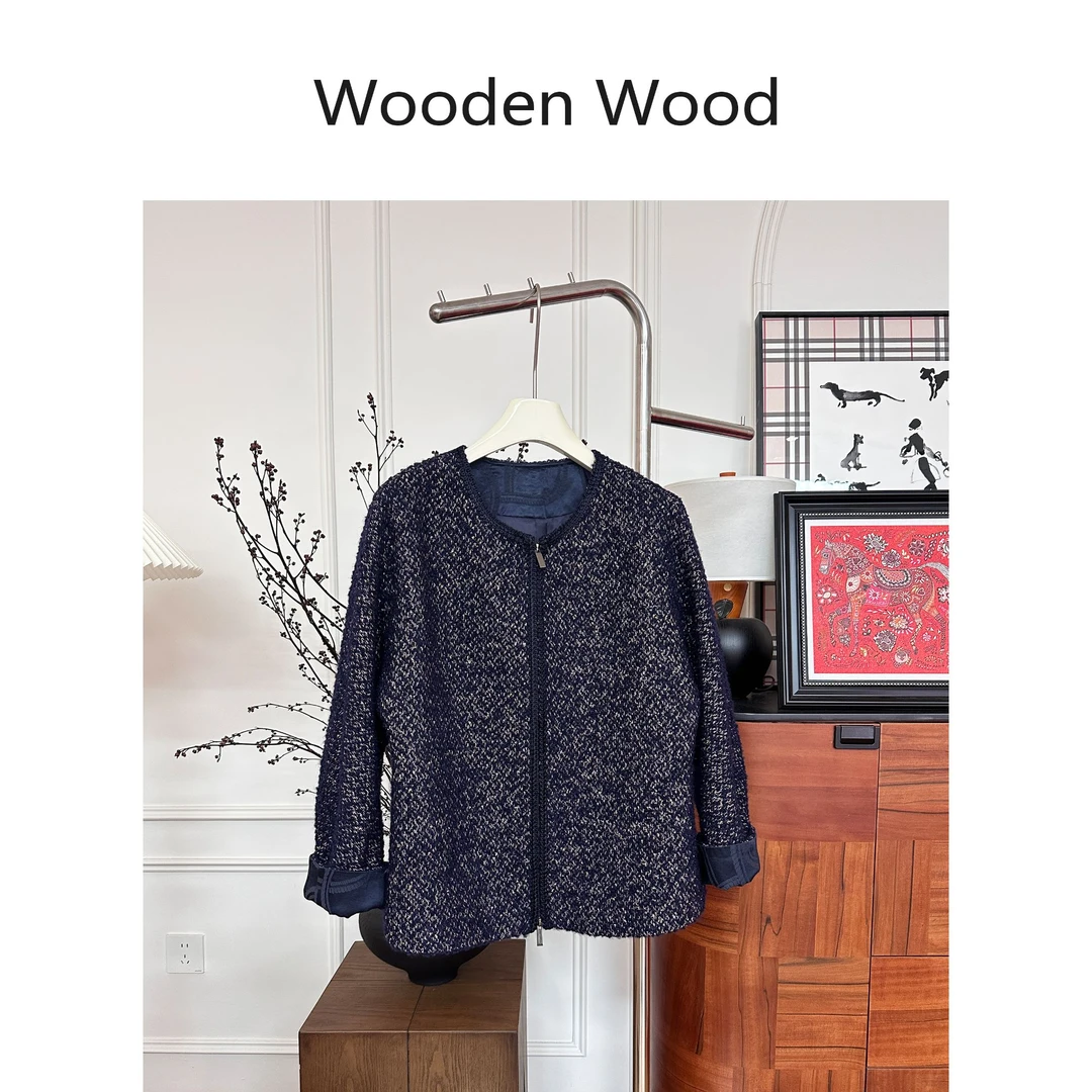 Wooden Wood“独立场域”纹理设计感小香优雅气质长袖外套W25QS1289