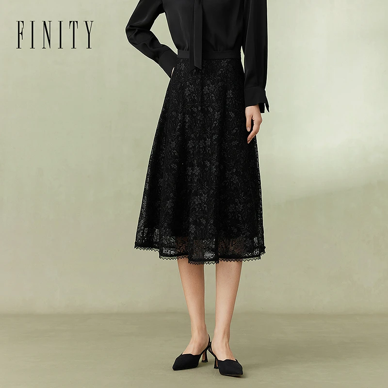 【小费班长】FINITY 简约显瘦半身裙蕾丝气质时尚 F21X3B13Q2