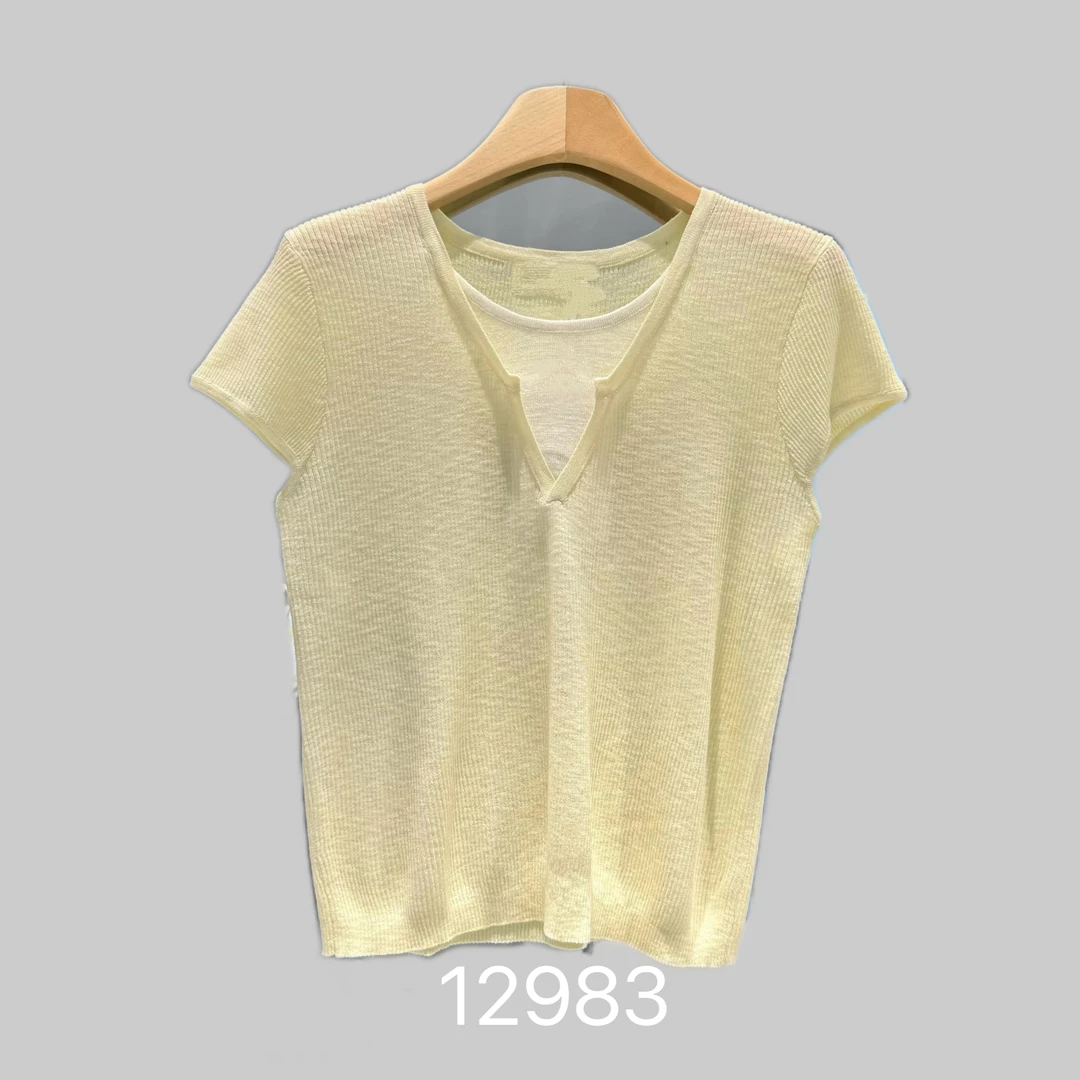 12983（部分无水洗唛，介意慎拍）WANGDAN新款净版假两件短袖