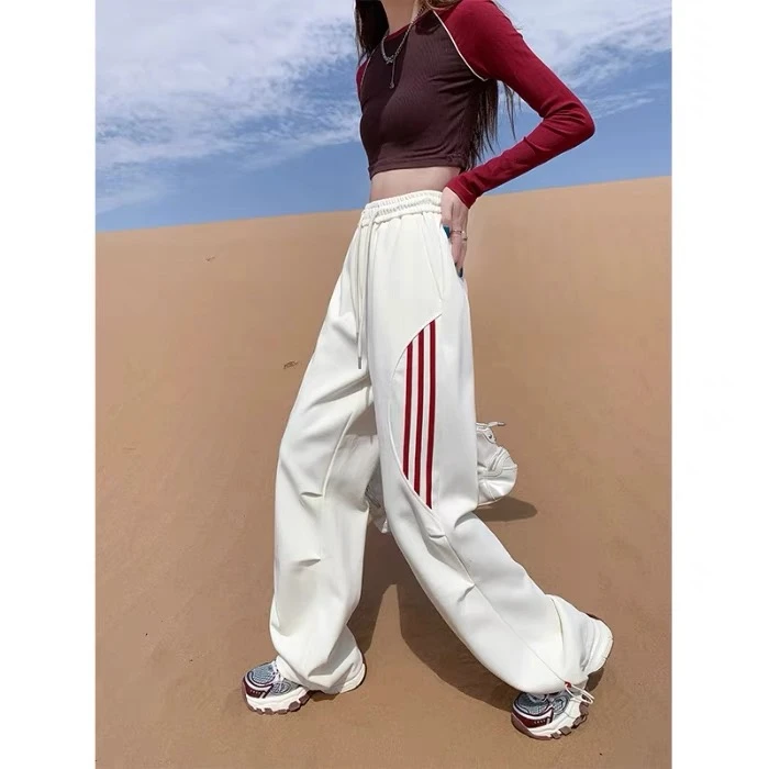 【1652】新# 松紧腰加绒抽绳宽松休闲裤