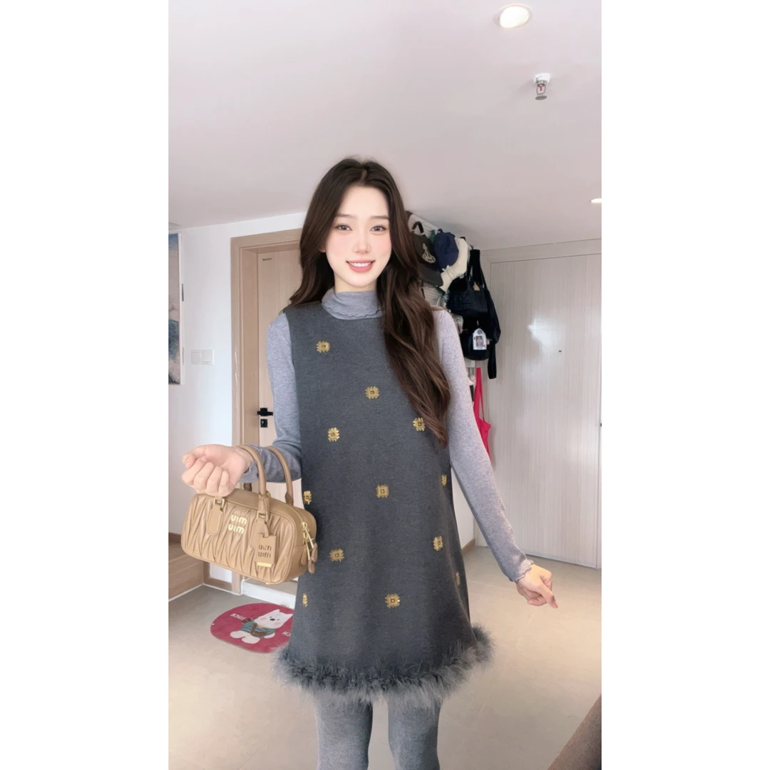 时尚套装套头中长款韩版减龄宽松套装百搭连衣裙打底