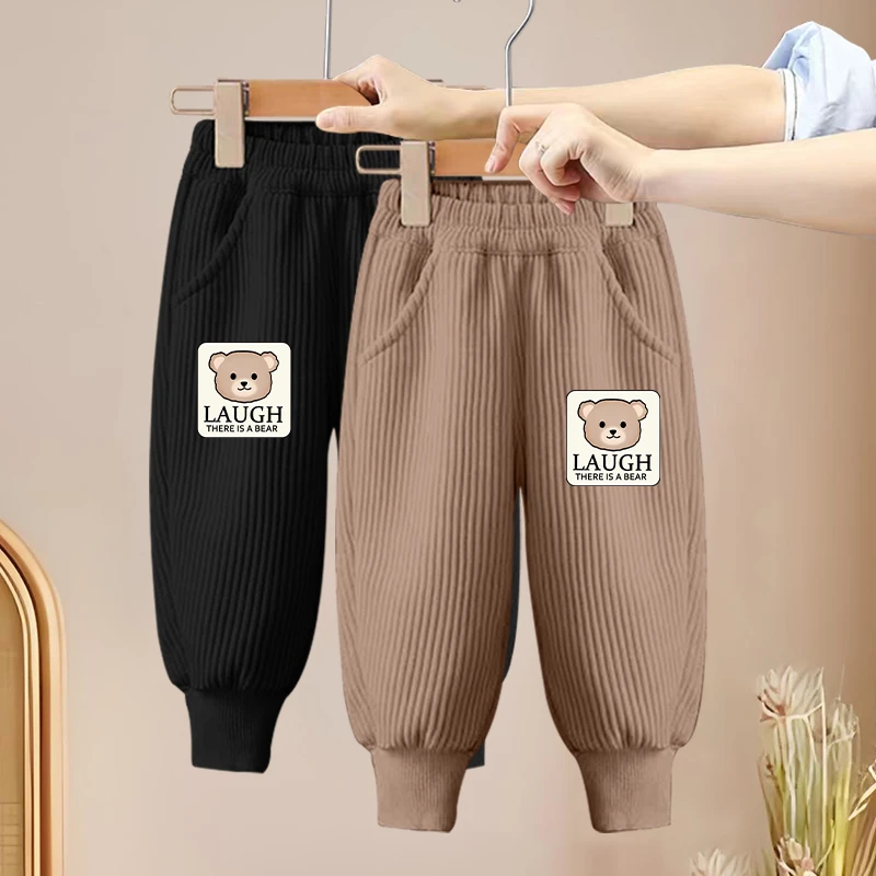 男童裤子春秋款2025束脚新款儿童运动裤秋季薄款中大童灯芯绒长裤