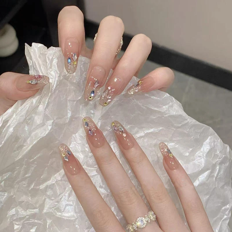 【游乐园】纯手工穿戴甲2025新款亮晶晶手作长款高级感彩色钻美甲