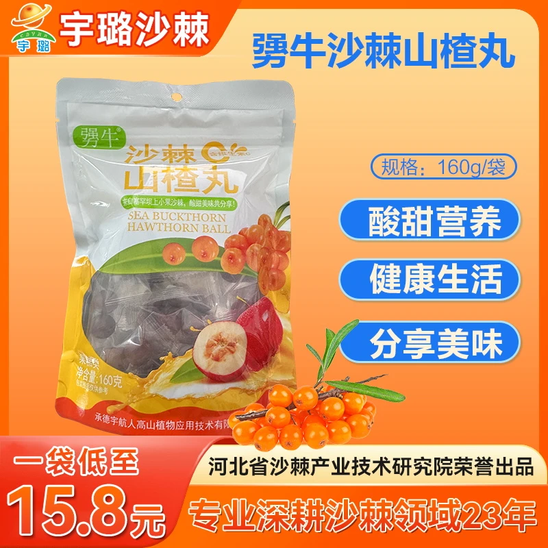 【勥牛】沙棘山楂丸休闲小零食补充维生素开胃蜜饯独立包装160g/袋