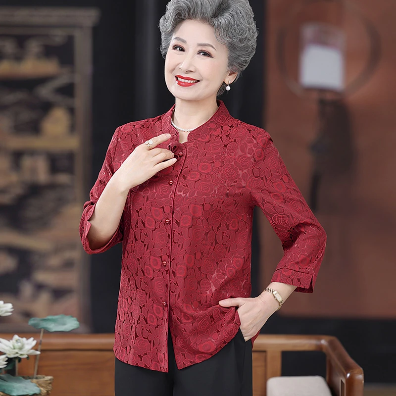 【大唐夫人】奶奶婚宴礼服女中老年人喜庆衬衫婚礼妈妈装婚宴装