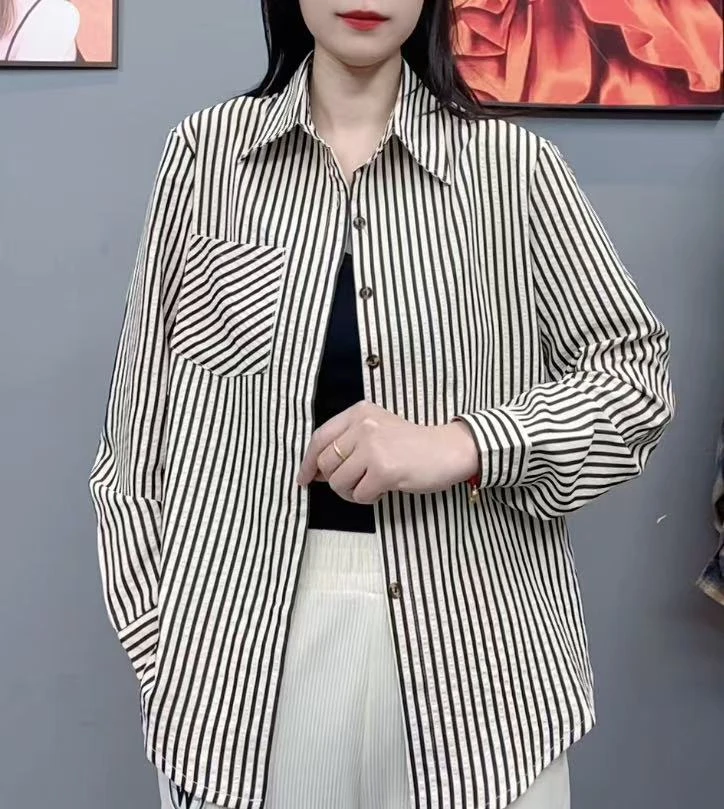 夏季新款条子衬衫女士上衣防晒外套