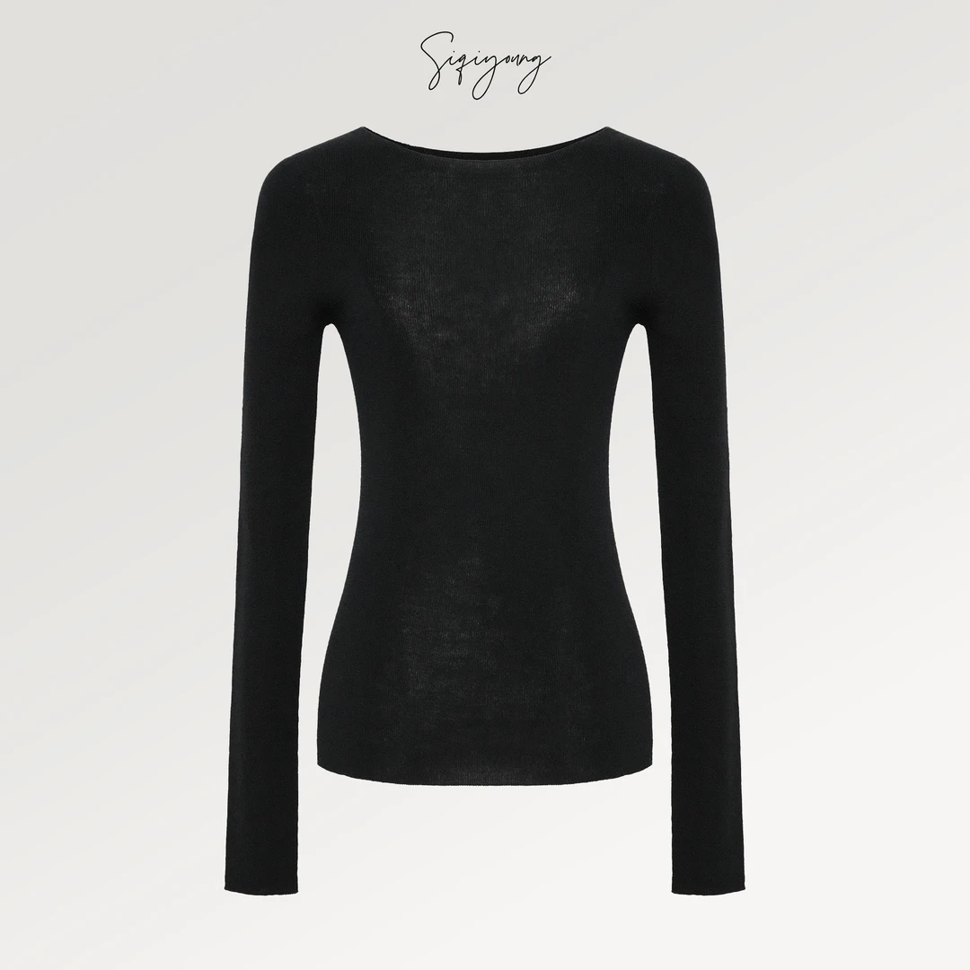 SIQIYOUNG 马鞍肩无缝大圆领毛衣