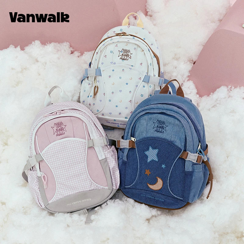 VANWALK Starry新款初中高中学生大容量双肩包女生通勤书包背包