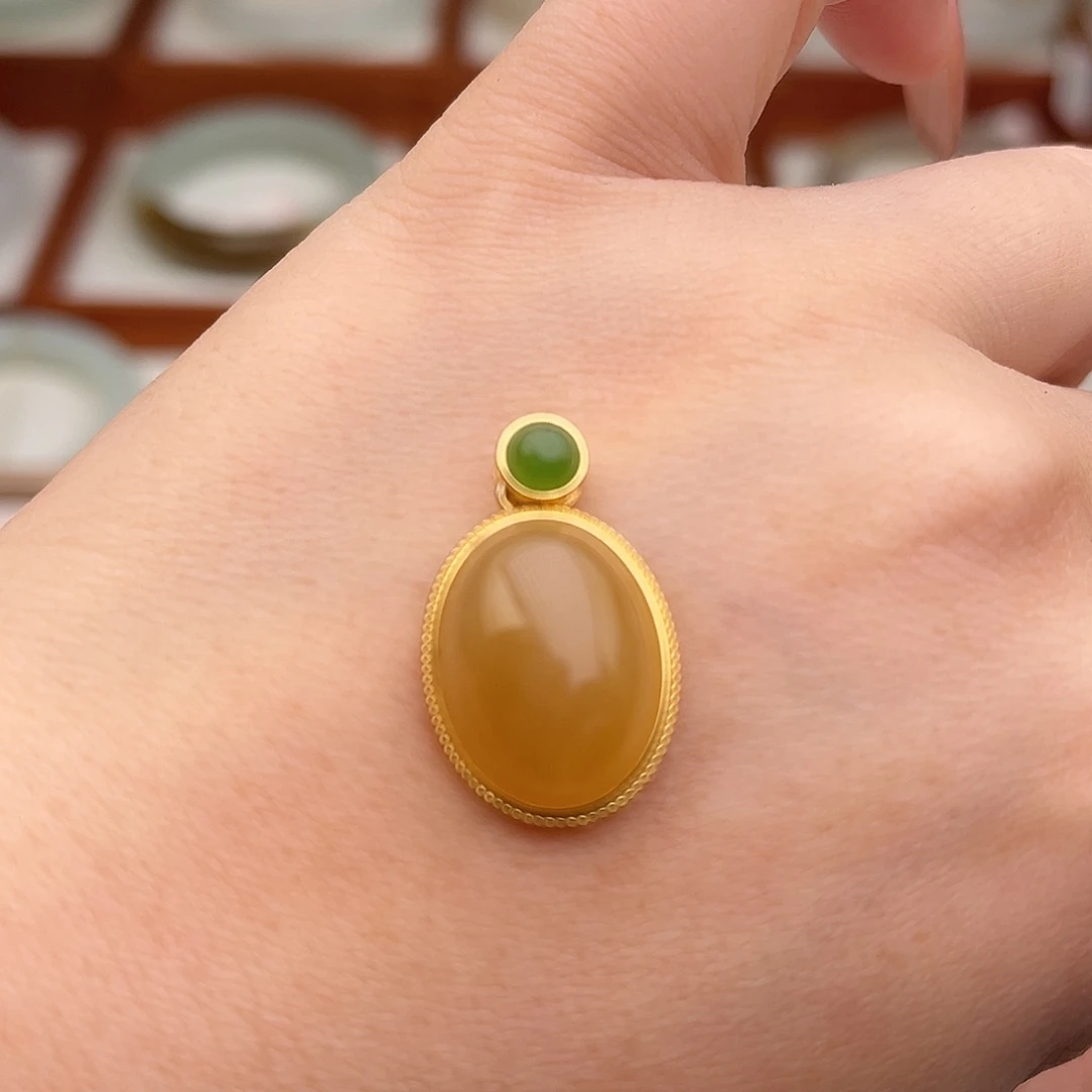 和田玉银S925镶嵌颈饰