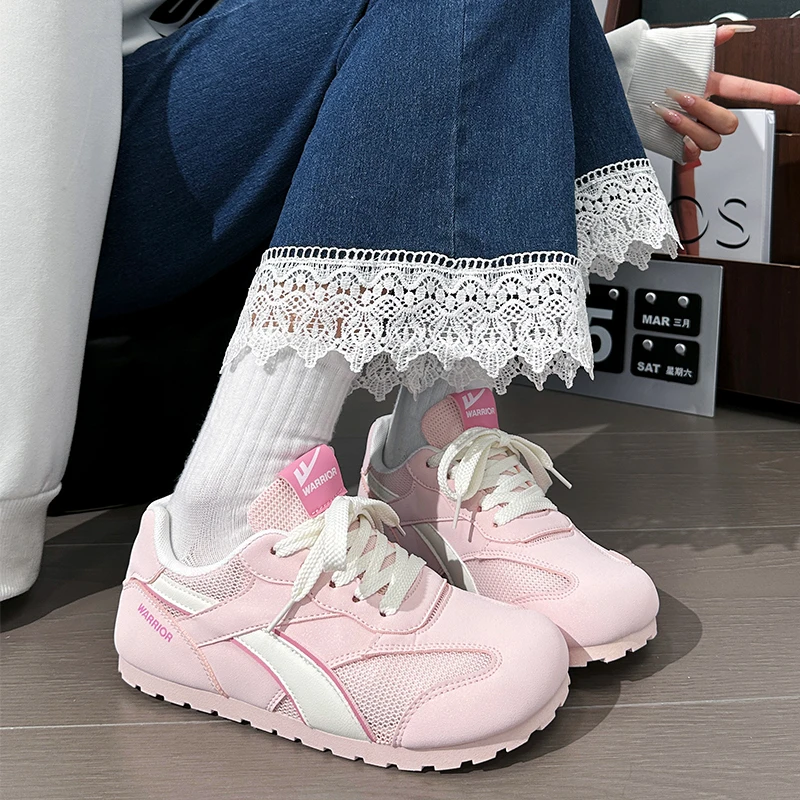 回力樱花粉德训鞋女夏季新款网面透气软底百搭小白鞋运动休闲板鞋