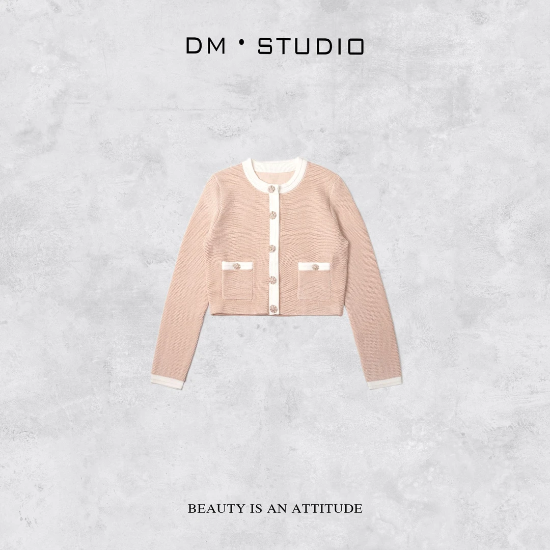 DEDM-DM•STUDIO/气质百搭休闲精致感撞色长袖针织开衫外套（5249）