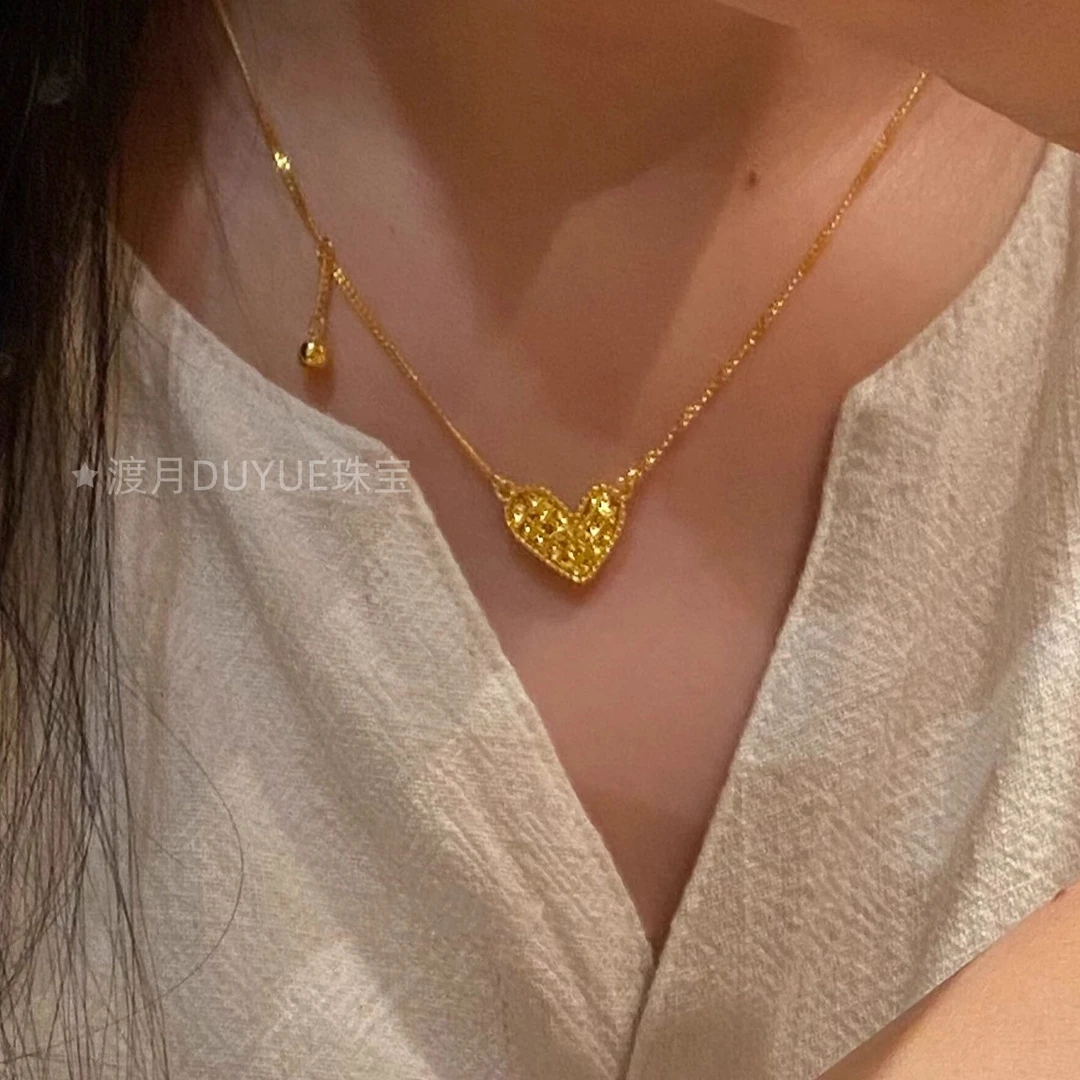 铜合金项链 【碎碎冰爱心转运珠项链】超闪高级感精致轻奢24k新中式