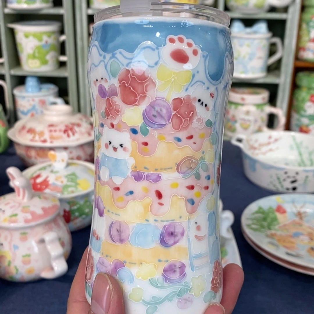 瓷片小猫随行杯微瑕