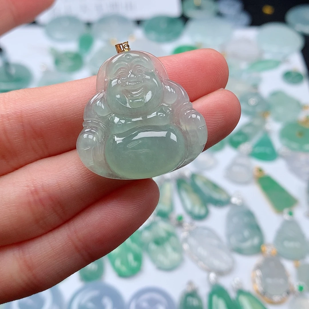 翡翠颈饰18K金镶嵌天然翡翠