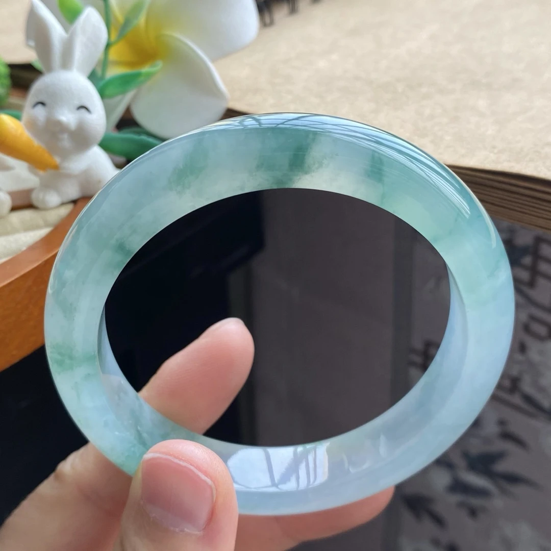 04.01批高货冰飘花种水镯2560号60-12.6-9.1！天然翡翠手镯