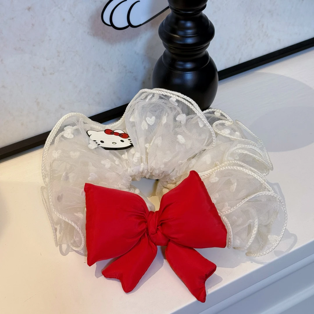 28554红蝴蝶结薄纱KT发圈