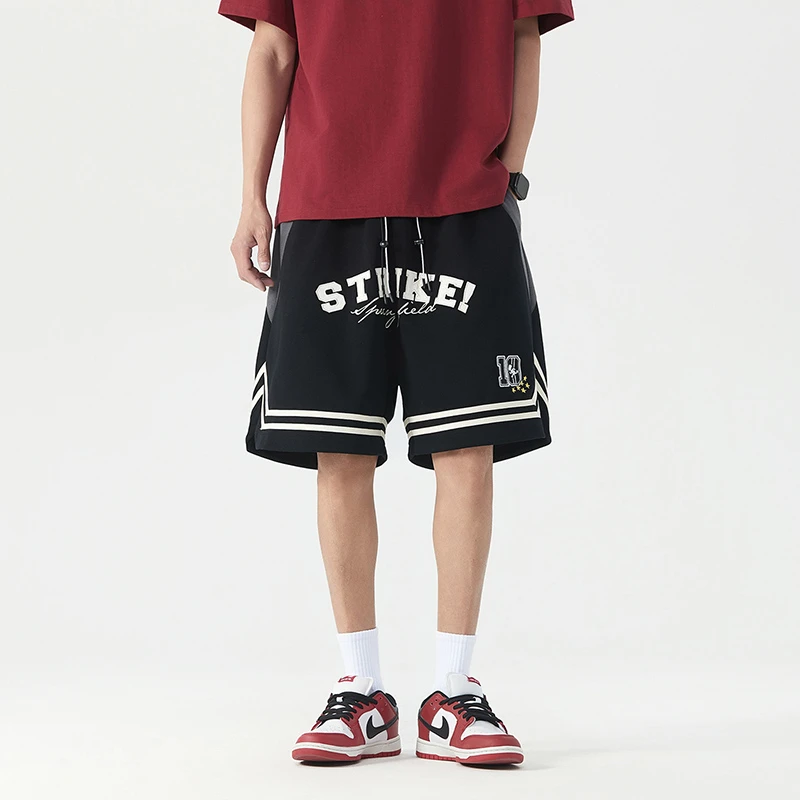 THESIMPSONS夏季宽松潮流刺绣拼接男女同款休闲短裤SPCSP252F36U