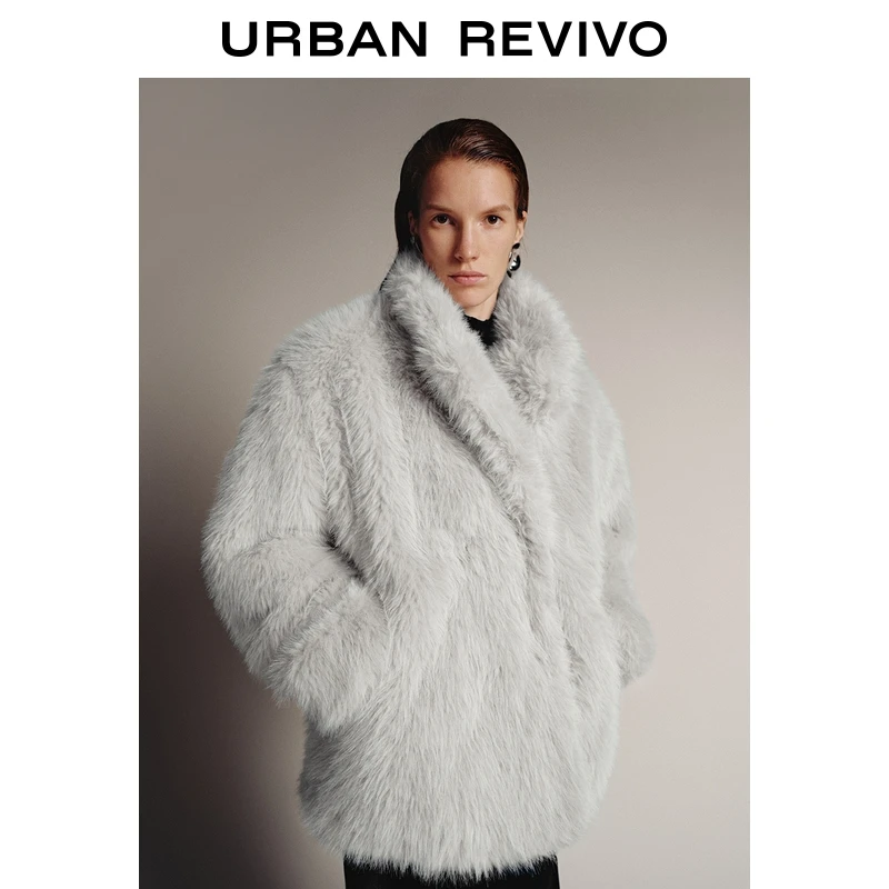 UR2025冬季新款女装时尚气质软糯毛绒感宽松外套UWG150149